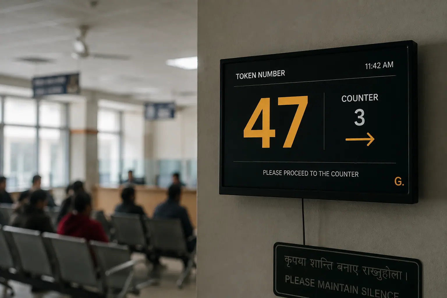 Public office counter with live token display